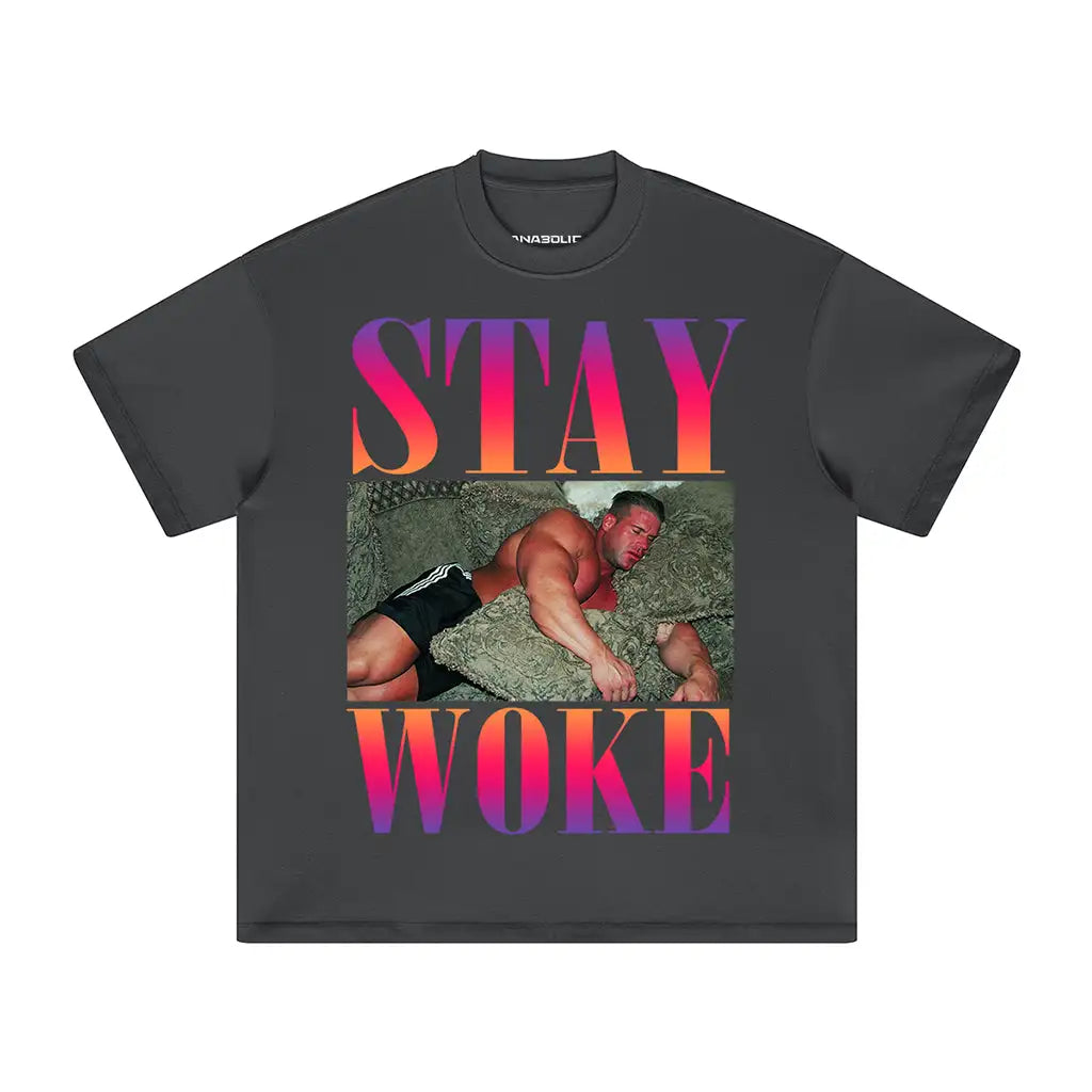 Stay Woke | Oversized Heavyweight T-shirt - Carbon Gray / Xs