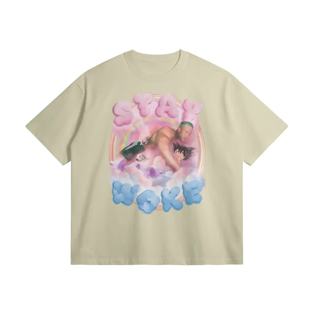 Stay Woke | Oversized Heavyweight T - shirt - Pastel Gray / Xs