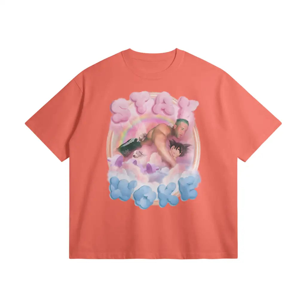 Stay Woke | Oversized Heavyweight T - shirt - Salmon / Xs