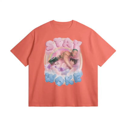 Stay Woke | Oversized Heavyweight T-shirt - Salmon / Xs