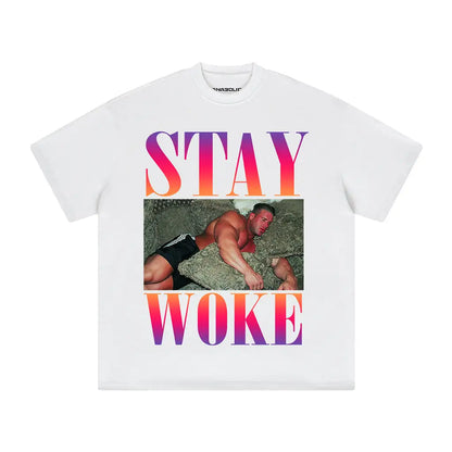 Stay Woke Oversized Heavyweight T-shirt - White / Xs
