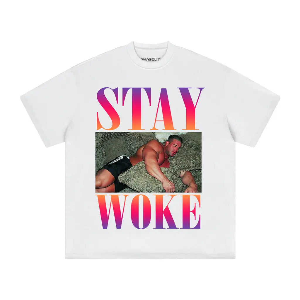 Stay Woke | Oversized Heavyweight T-shirt - White / Xs