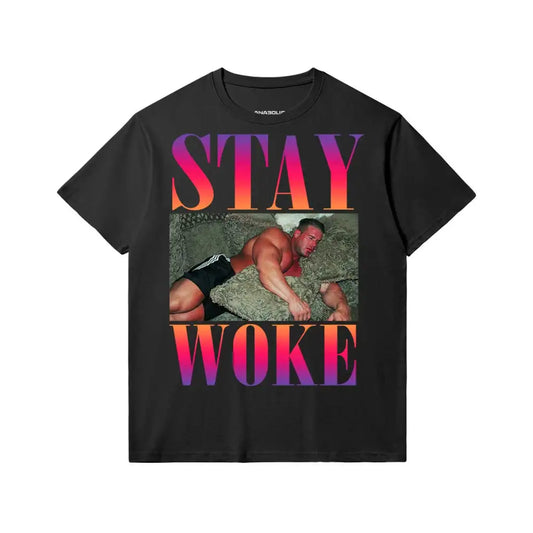 Stay Woke Sunset - Slim Fit Heavyweight T-shirt - Black / Xs