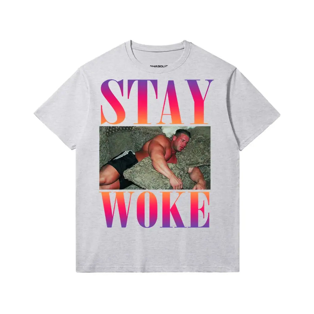 Stay Woke Sunset | Slim Fit Heavyweight T-shirt - Medium Heather Gray / Xs