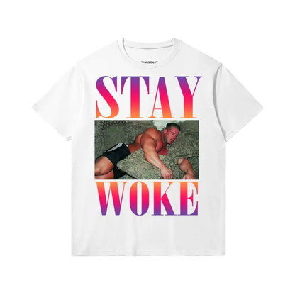Stay Woke Sunset - Slim Fit Heavyweight T-shirt - White / Xs