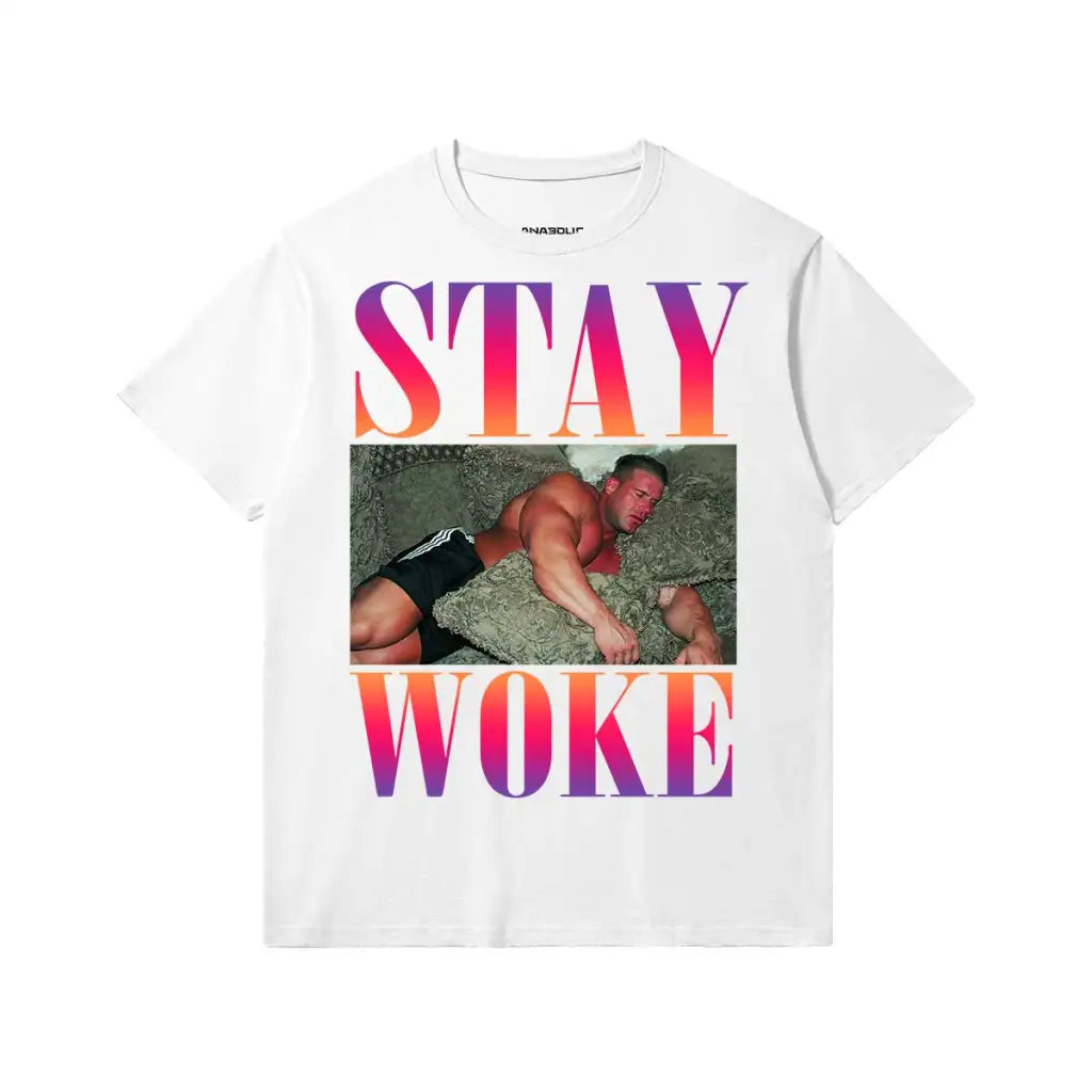 Stay Woke Sunset | Slim Fit Heavyweight T-shirt - White / Xs