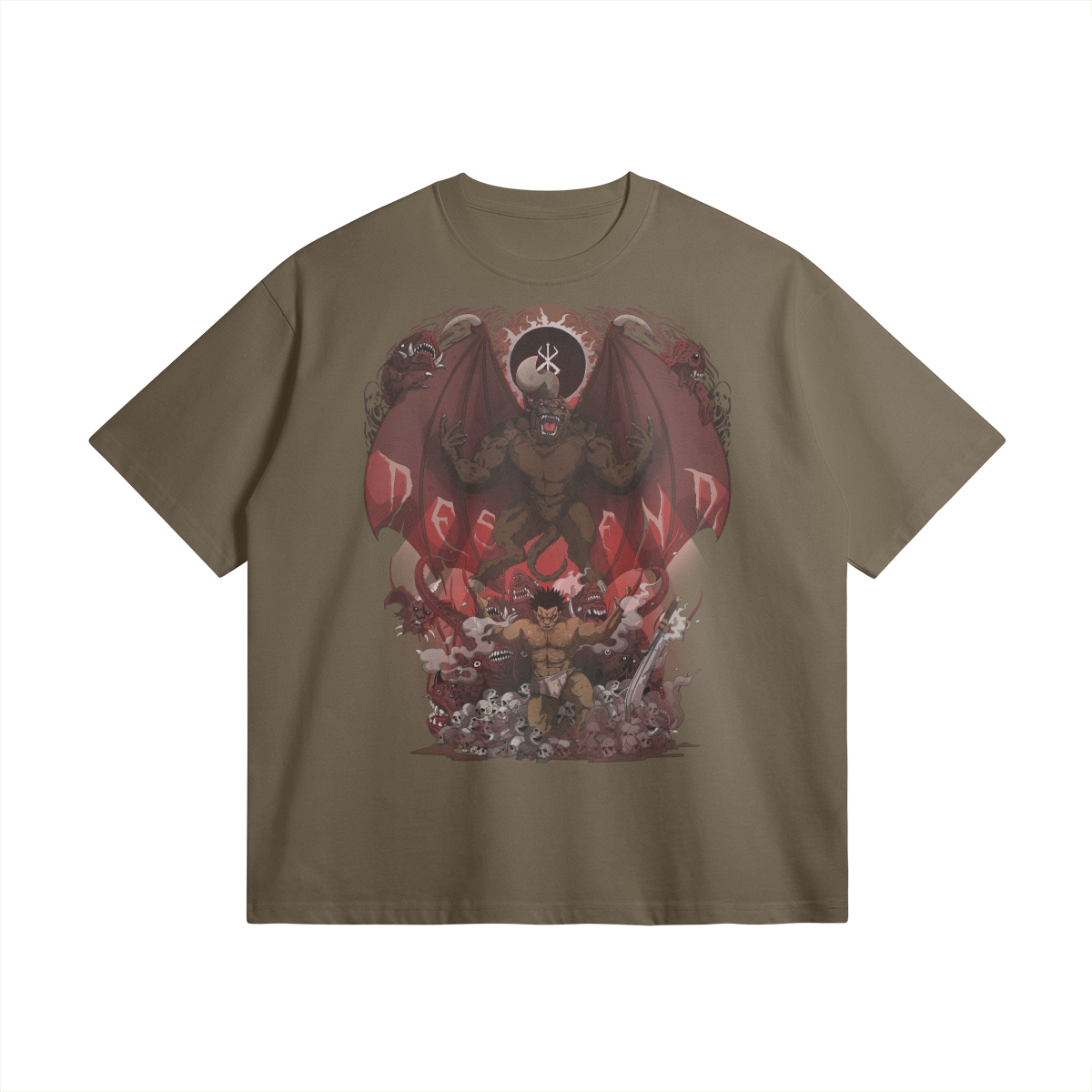 Descend | Oversized Heavyweight T-shirt - Dark Taupe / Xs