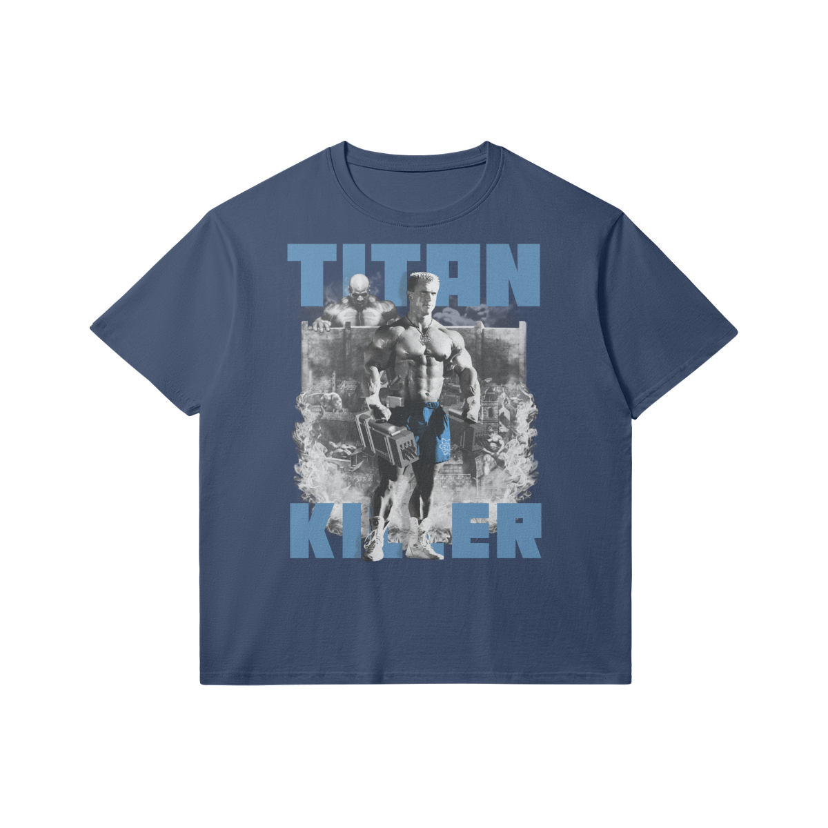 Titan Killer | Slim Fit Heavyweight T-shirt - Dark Navy / Xs