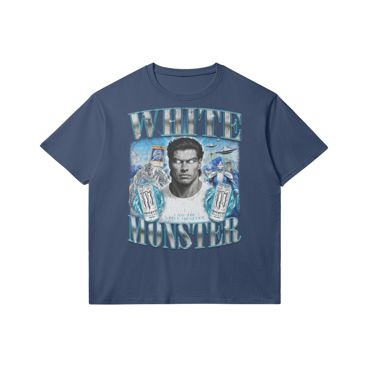 White Monster | Slim Fit Heavyweight T-shirt - Dark Navy / Xs