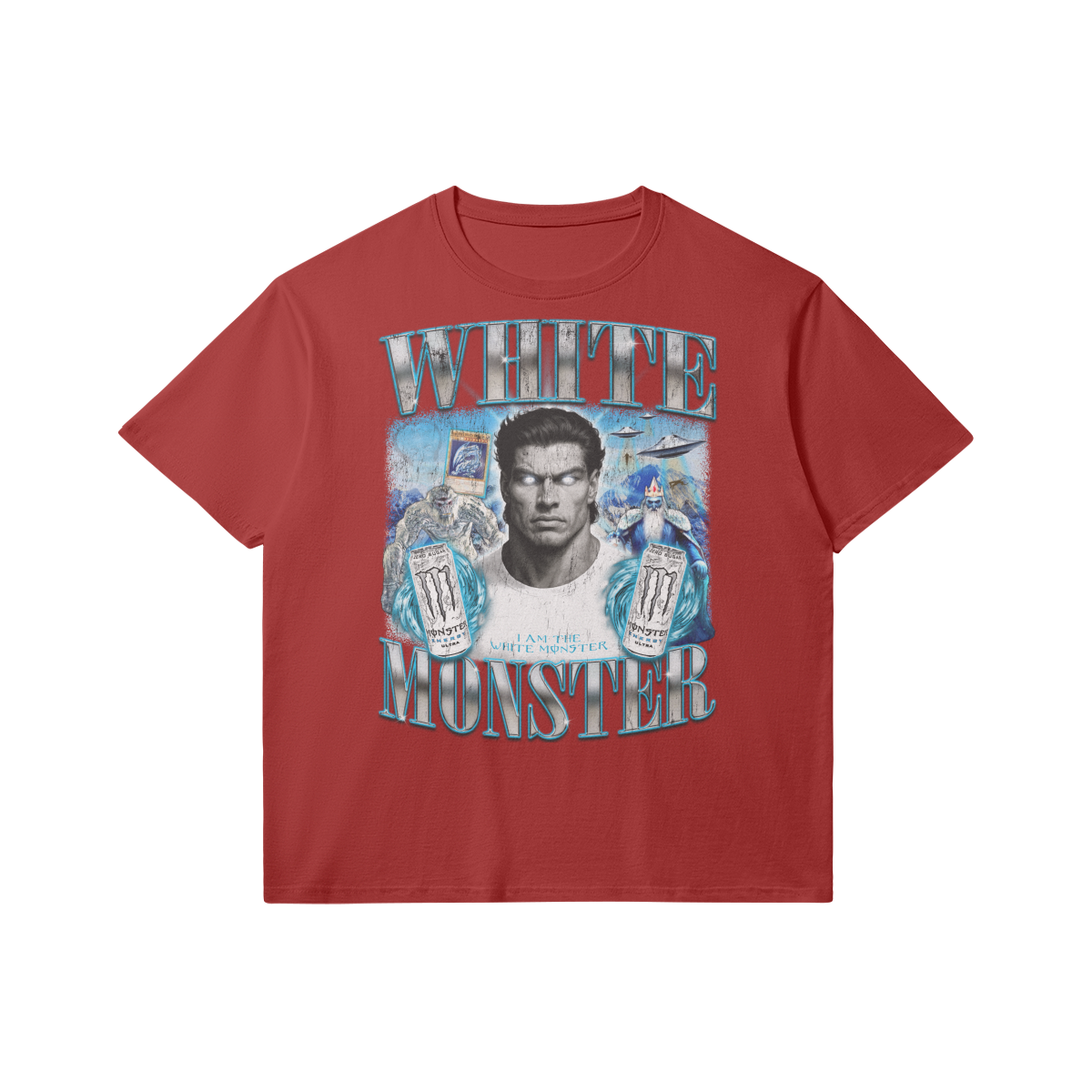 White Monster | Slim Fit Heavyweight T-shirt - Red / Xs