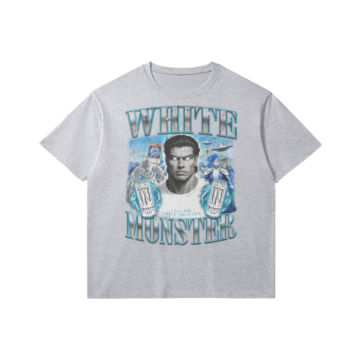 White Monster | Slim Fit Heavyweight T-shirt - Medium Heather Gray / Xs