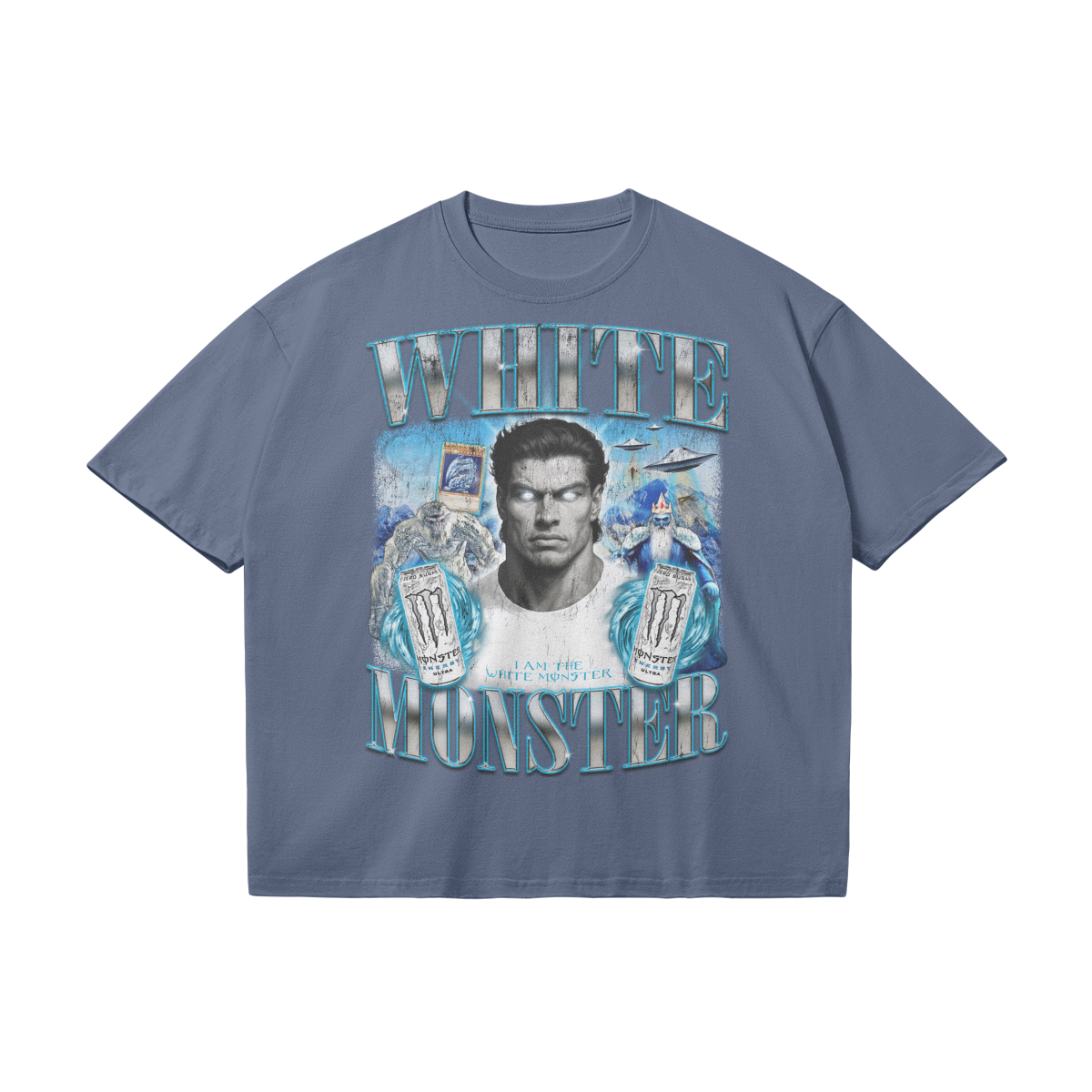 White Monster | Oversized t Shirt Mist Blue / s