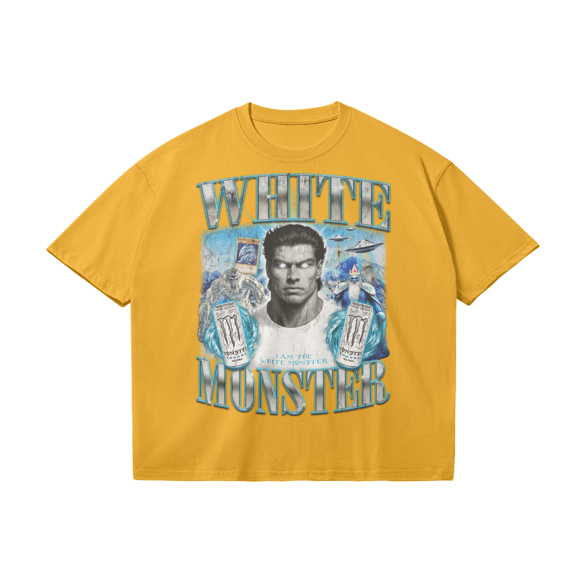 White Monster | Oversized t Shirt Yellow / s
