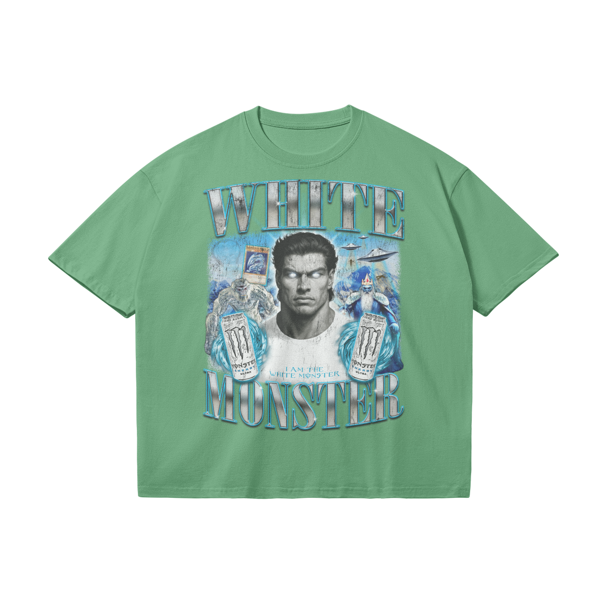 White Monster | Oversized t Shirt Forest Green / s