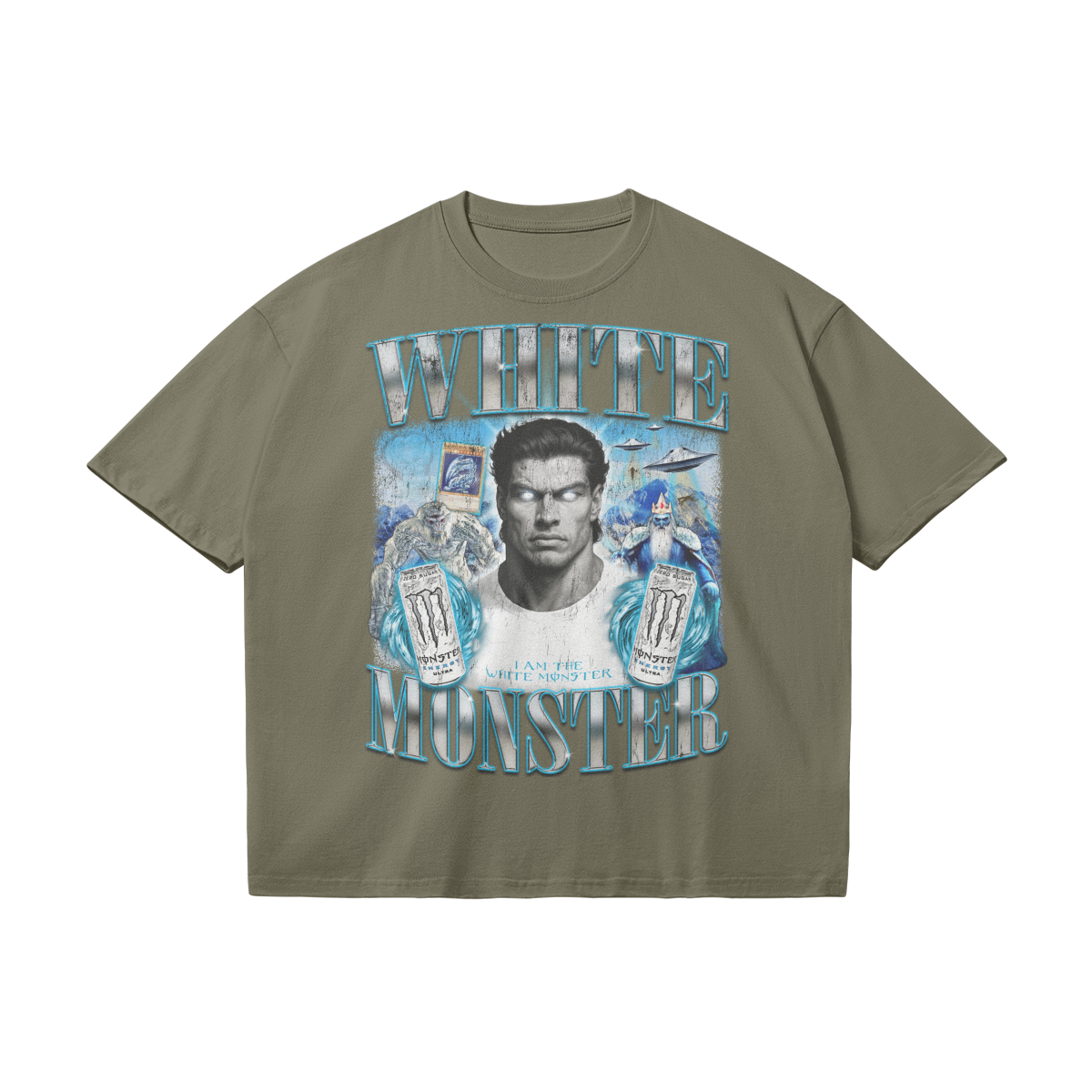 White Monster | Oversized t Shirt Sage Green / s