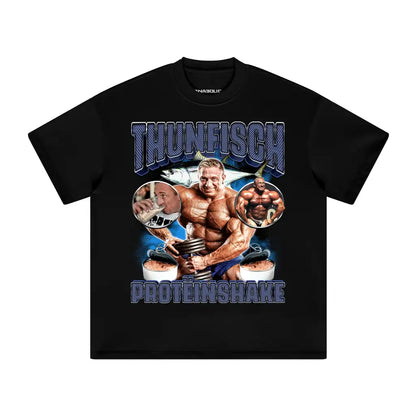 Thunfisch Proteinshake | Oversized Heavyweight T - shirt - Black / Xs