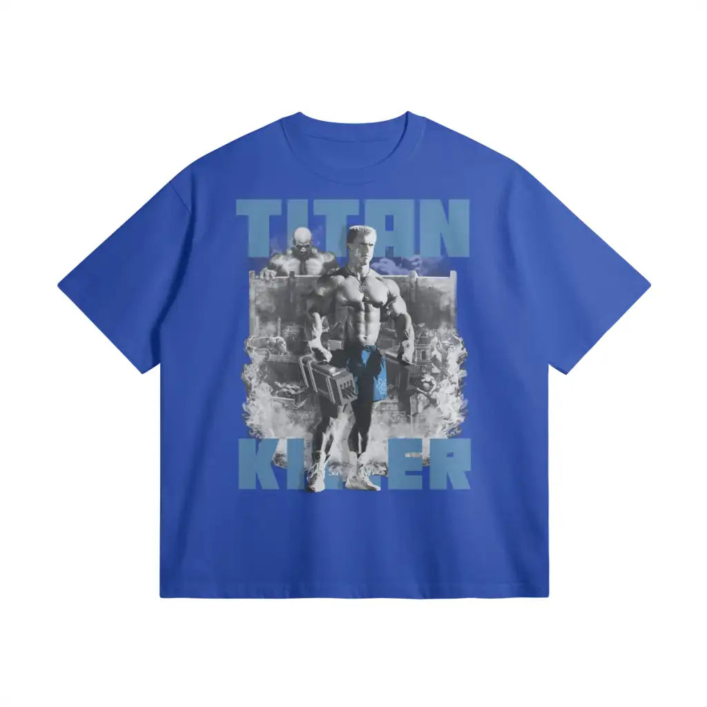 Titan Killer | Oversized Heavyweight T - shirt - Cerulean Blue / Xs