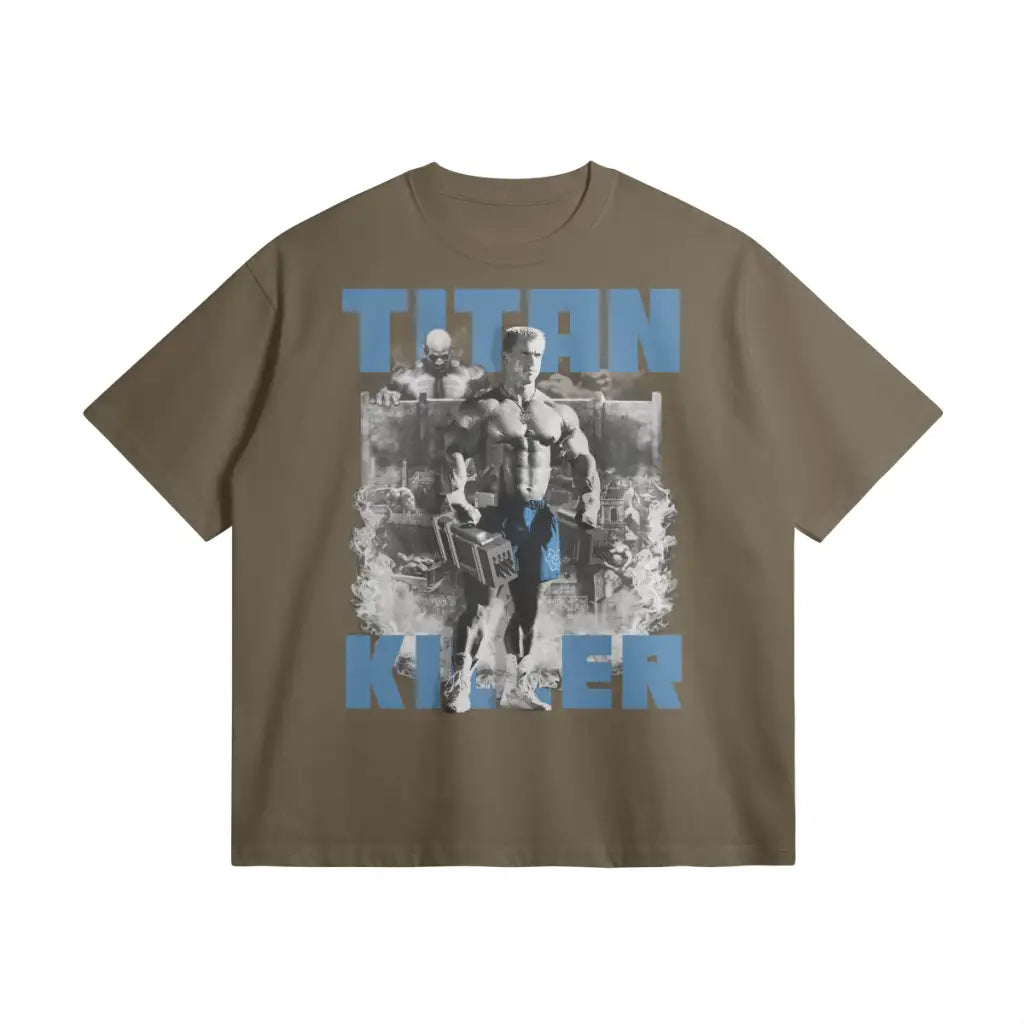 Titan Killer | Oversized Heavyweight T-shirt - Dark Taupe / Xs