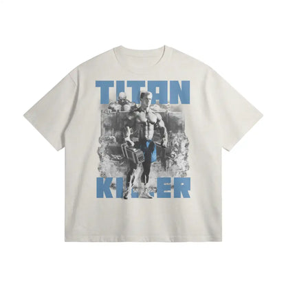 Titan Killer | Oversized Heavyweight T-shirt - Heather Gray / Xs