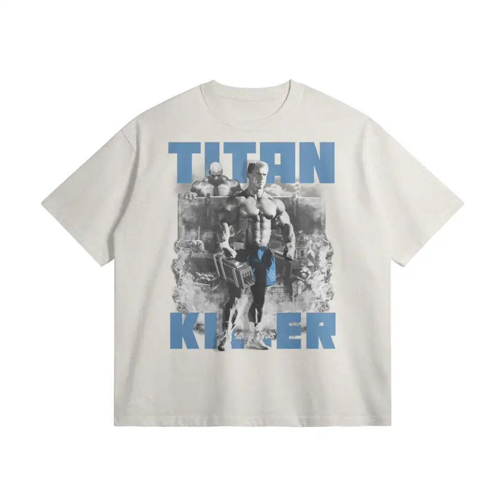 Titan Killer | Oversized Heavyweight T - shirt - Heather Gray / Xs