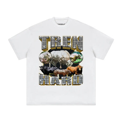 Tren Hard | Oversized Heavyweight T-shirt - White / Xs