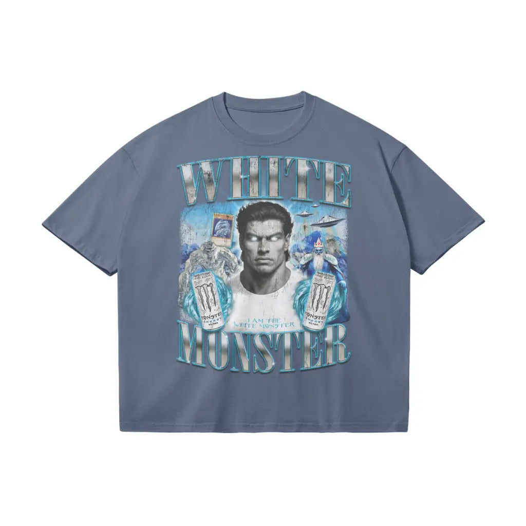 White Monster | Oversized T-shirt - Mist Blue / s