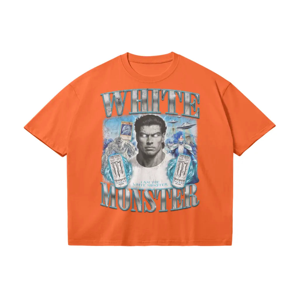 White Monster | Oversized T-shirt - Orange / s