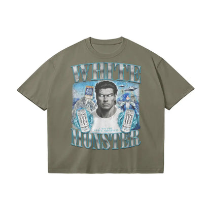 White Monster | Oversized T-shirt - Sage Green / s