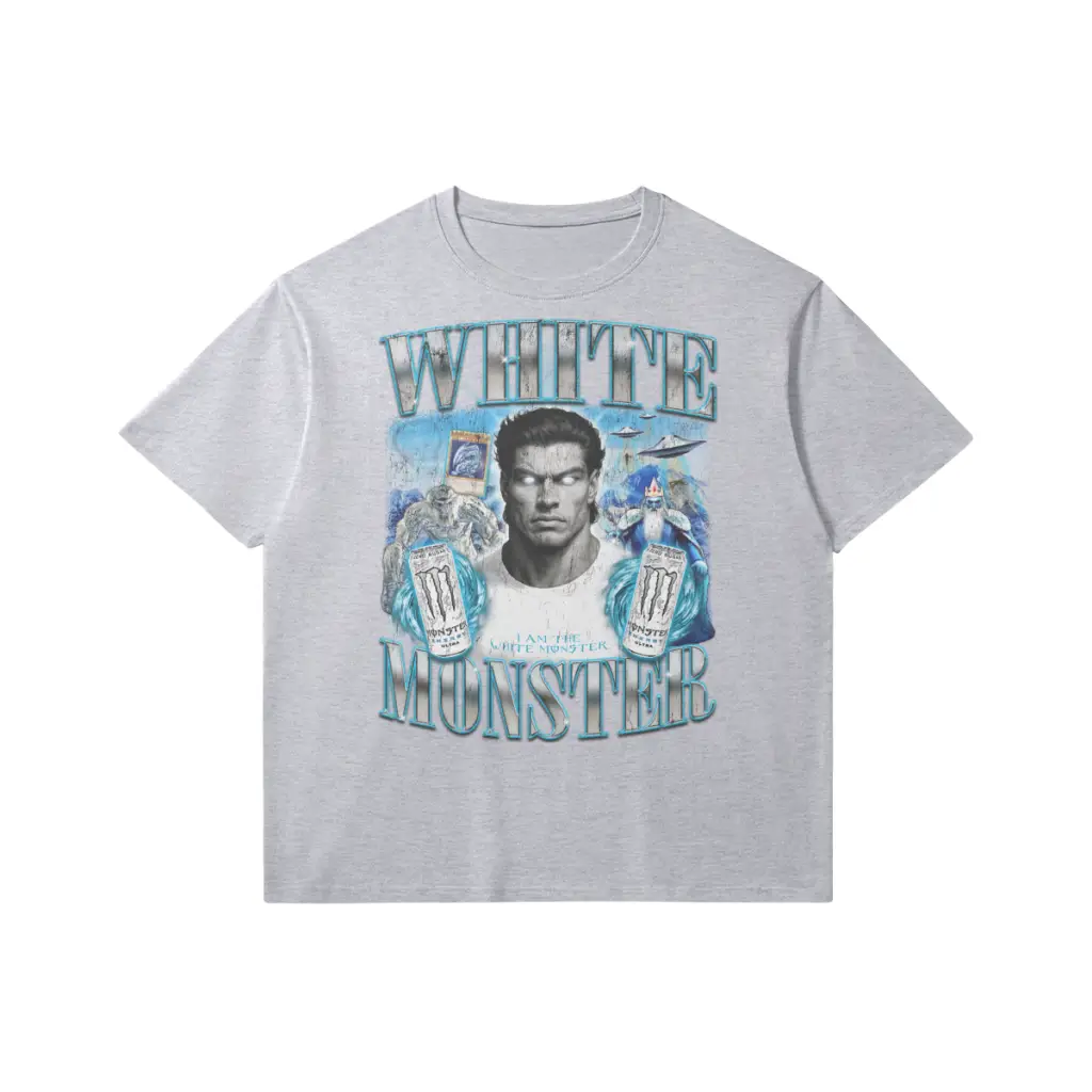 White Monster | Slim Fit Heavyweight T-shirt - Medium Heather Gray / Xs